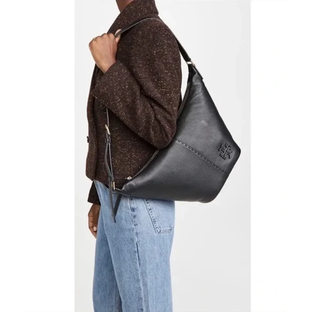 TORY BURCH McGraw Black Leather Bucket Bag
